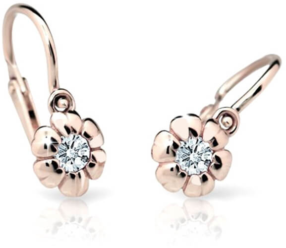 Cutie Jewellery Detské náušnice z ružového zlata C2151-10-X-4 biela