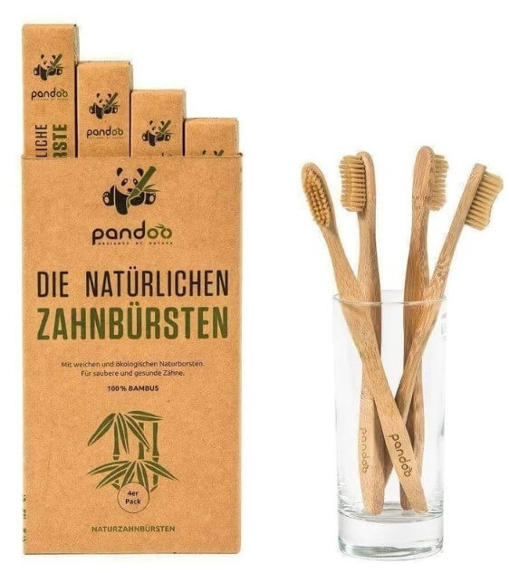Pandoo Bambusové zubné kefky Medium Soft - výhodné balenie 4 ks